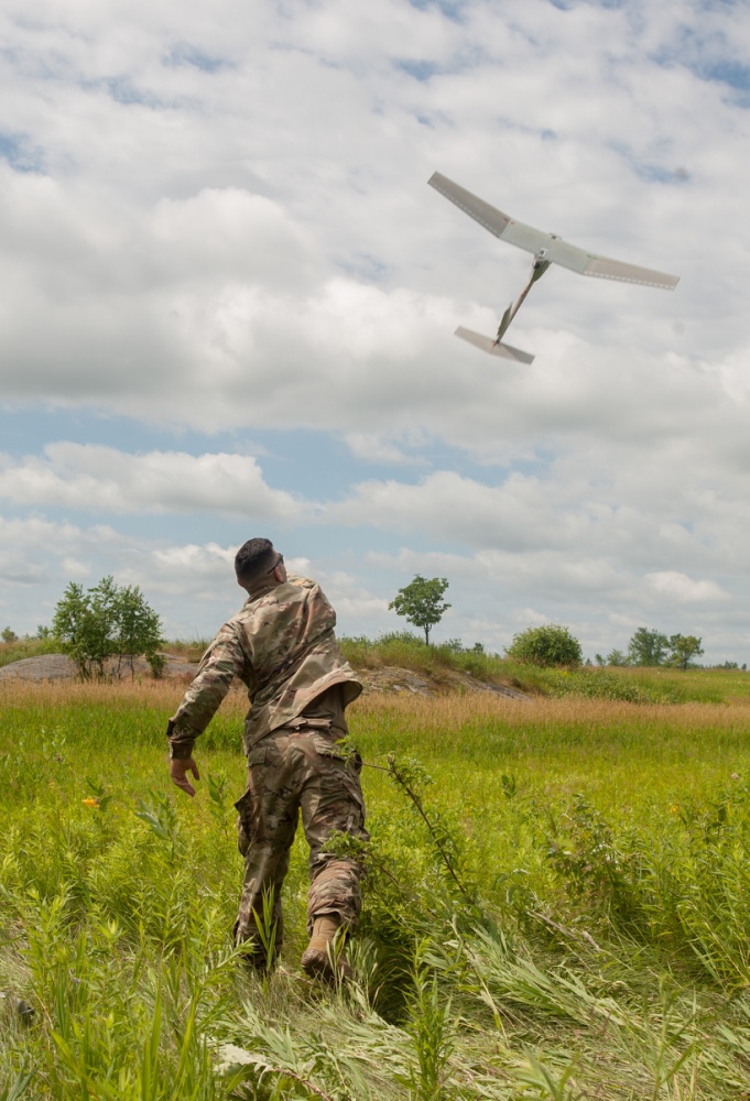 N.Y. National Guard Soldiers Train on Flying the RQ-11B Raven