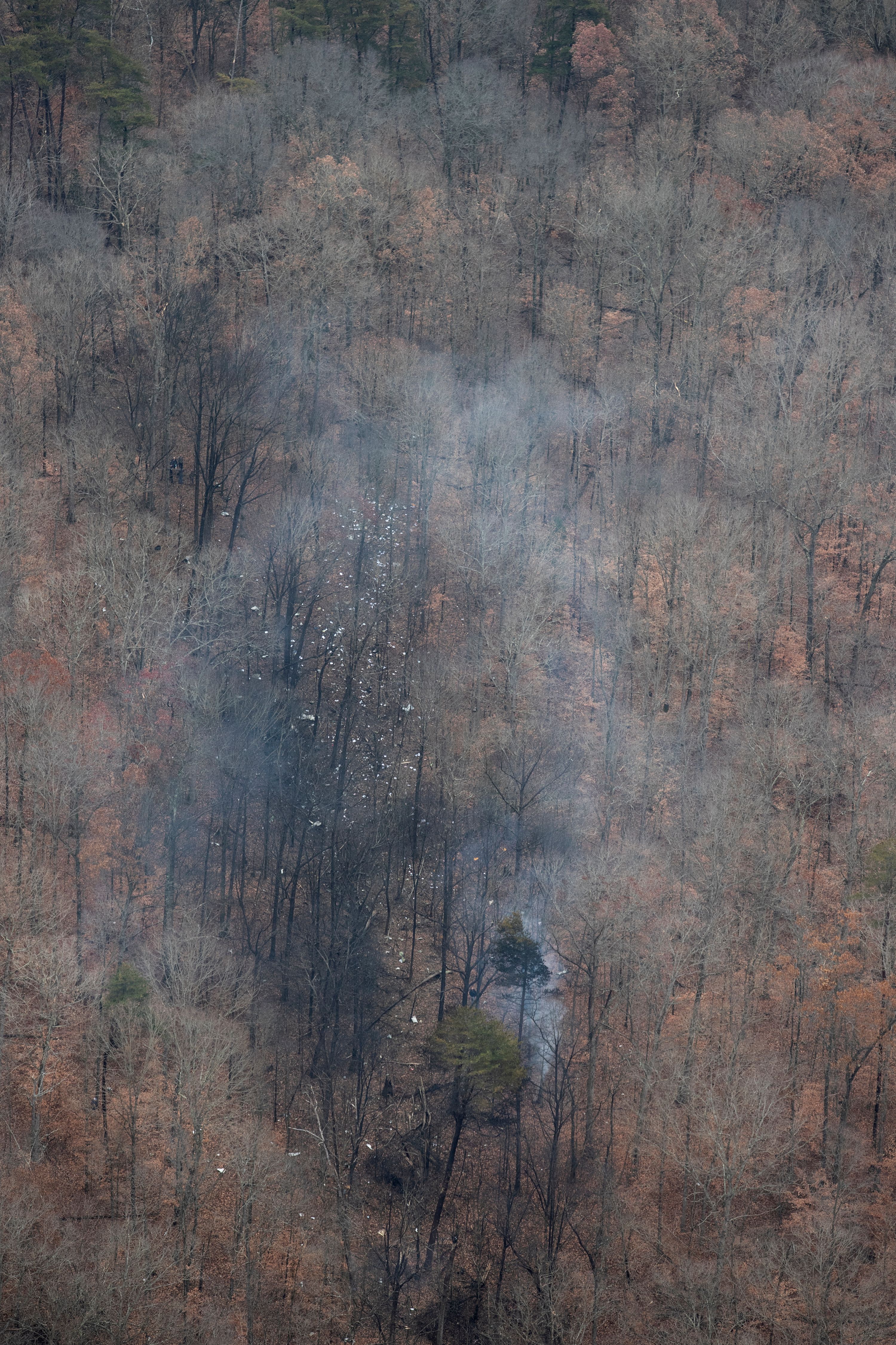 Rescue workers sort through the wreckage of a small plane that crashed in a wooded area near Memphis<p>Article source: <a href=
