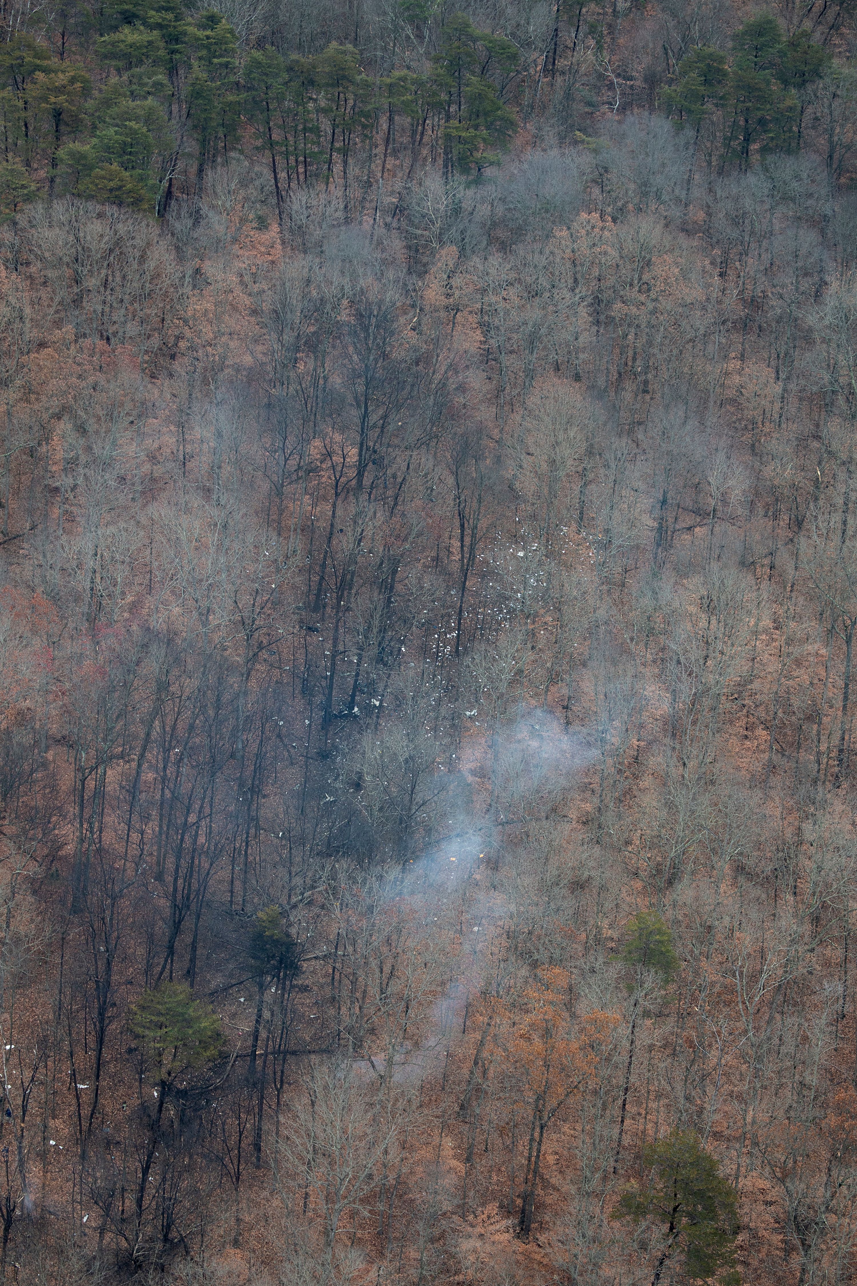 The wreckage of a small plane that crashed in a wooded area near Memphis Indiana following a takeoff from the Clark County Airport. Nov. 30, 2018.