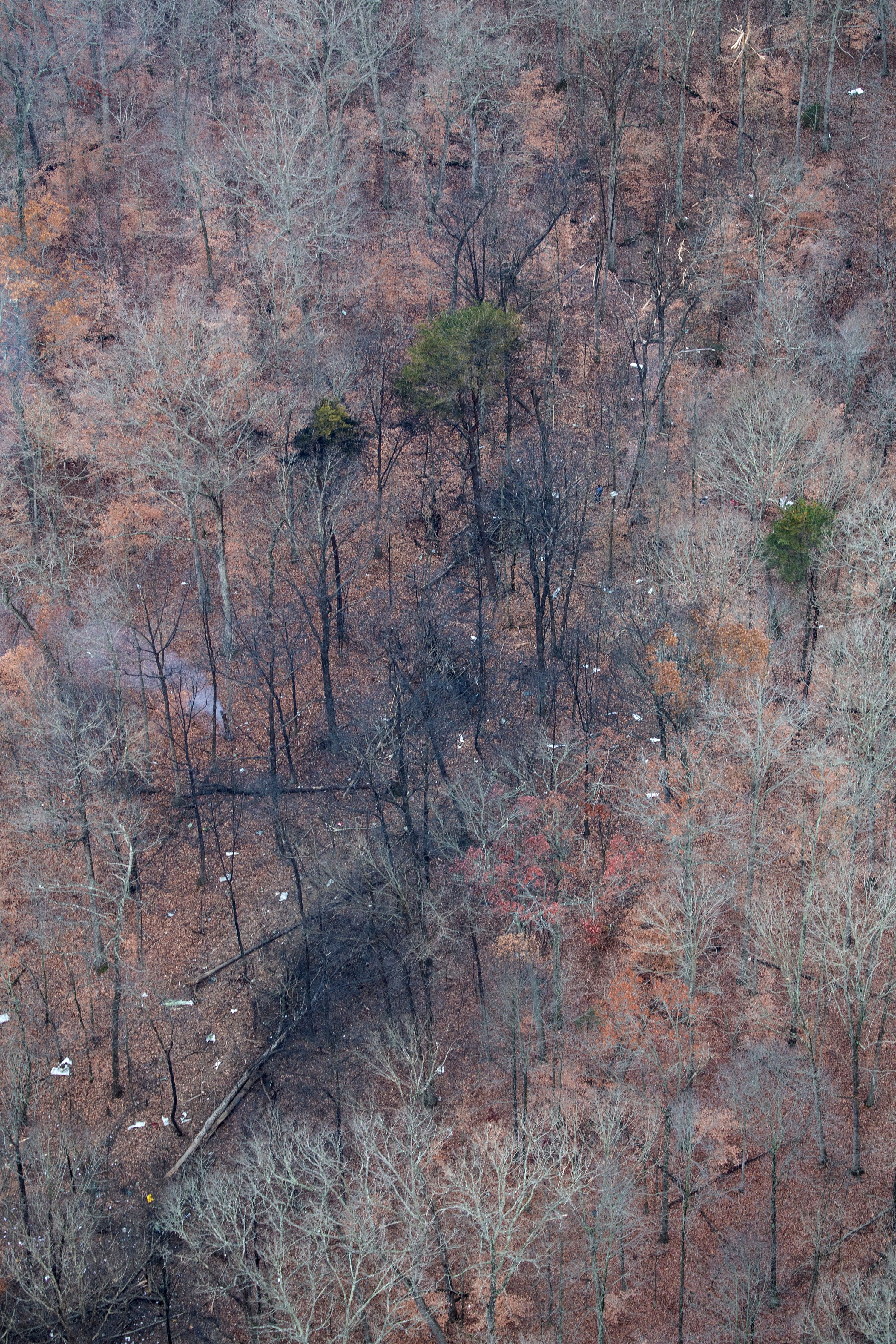 The wreckage of a small plane that crashed in a wooded area near Memphis Indiana following a takeoff from the Clark County Airport. Nov. 30, 2018.