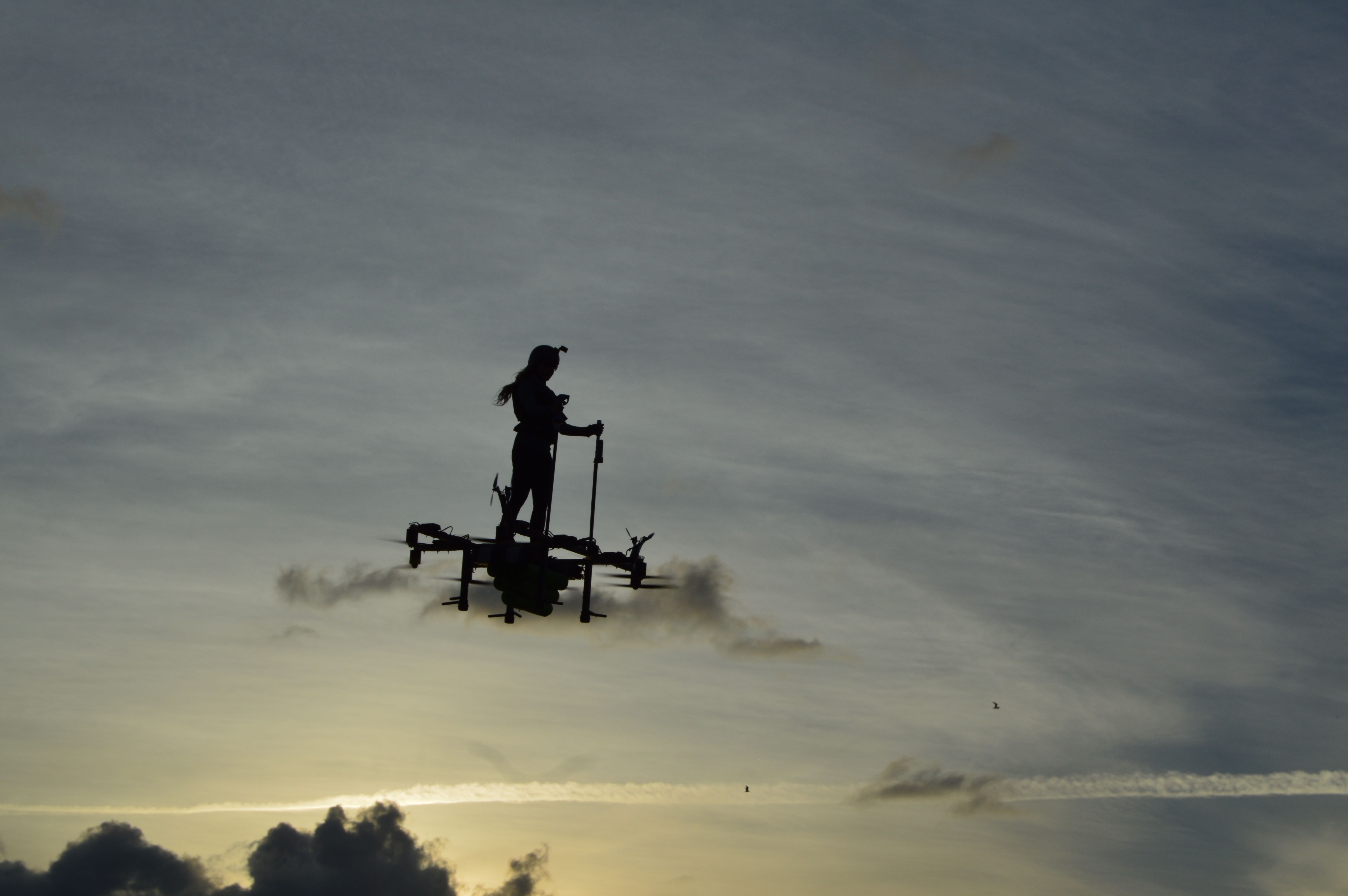 Mariah Cain, 24, is pictured piloting Team Dragonair's Airboard.